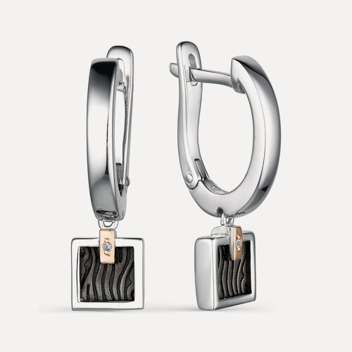 Изображение товара Серьги, золото, серебро, 925, 585 проба, родирование, бриллиант