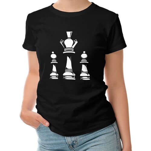 Женская футболка «Шахматы. Шахматные фигуры. Для шахматиста» (M, черный)