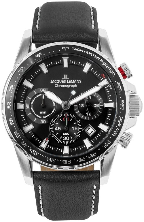 Наручные часы JACQUES LEMANS Sports 1-2099A, черный, серебряный