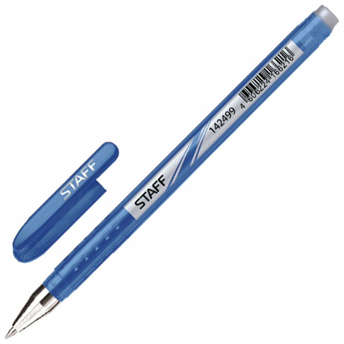 Ручка стираемая гелевая Staff корпус синий, хромированные детали, 0,5 мм, линия 0,38 мм, синяя (142499)