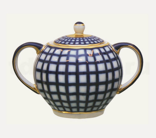 Изображение товара Сахарница ИФЗ Тюльпан Кобальтовая клетка, 450мл, фарфор 80.03705.00.1