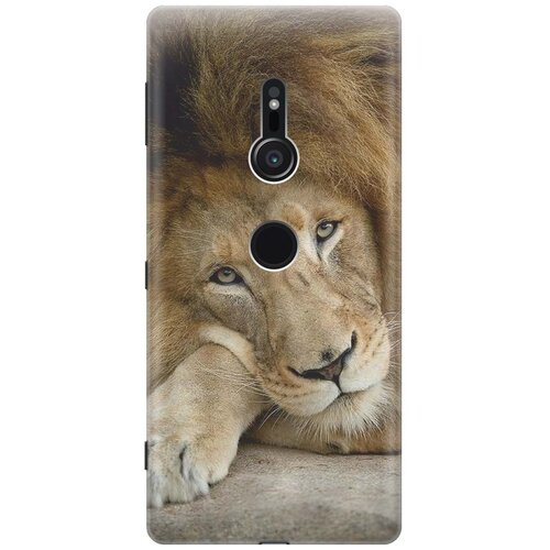 фото Cиликоновый чехол на sony xperia xz2 / сони иксперия икс зет 2 с принтом "спокойный лев" gosso