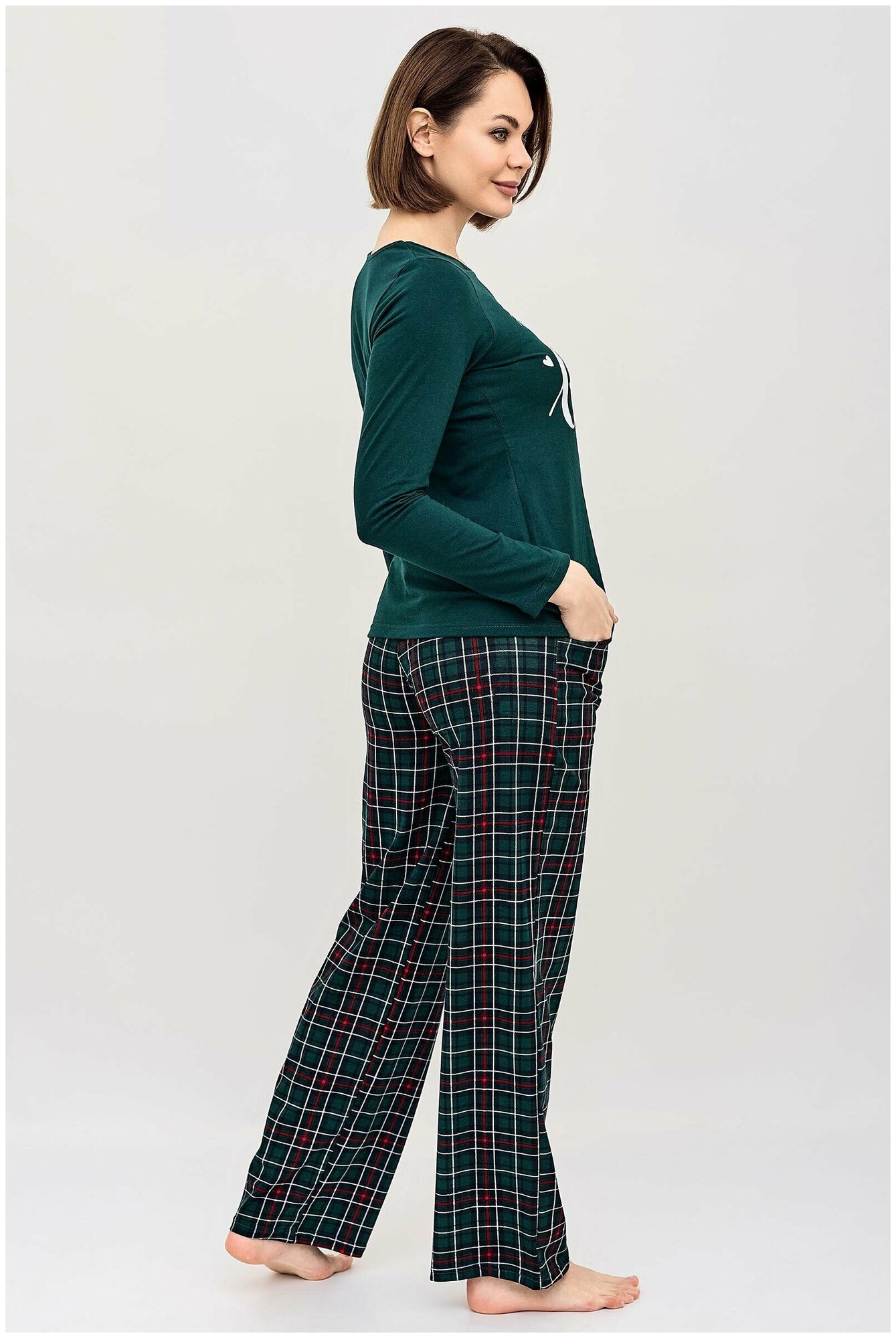 Комплект Lika Dress, брюки, лонгслив, длинный рукав, карманы, размер 48, зеленый - фотография № 4