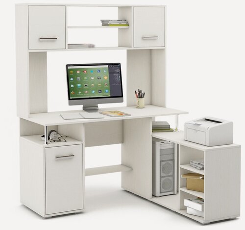 Изображение товара Стол компьютерный ВМФ Амбер (Реал) 22, угловой, надстройка, ЛДСП, 130x165x130см