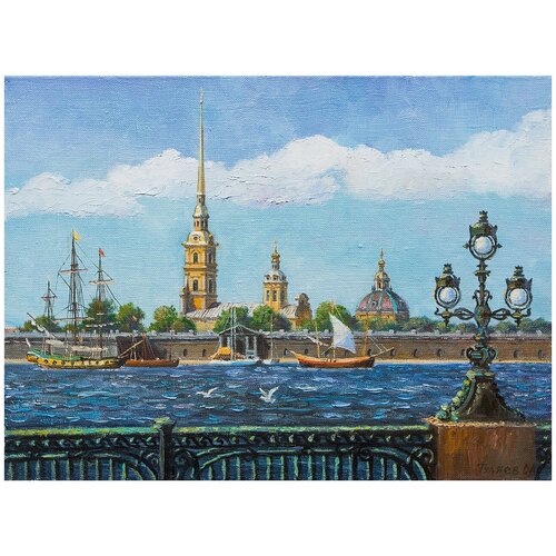фото Картина маслом "петропавловская крепость" туляев русская живопись