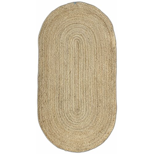 Ковер из джута плетеный овальный / прикроватный коврик / безворсовый ковер на пол для кухни, гостиной, дачи, бани, 80х150 см.