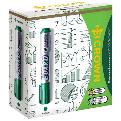 CROWN набор маркеров Multi Board Comfort,зеленый, 12 шт. (WB-1000), зеленый, 1 шт.