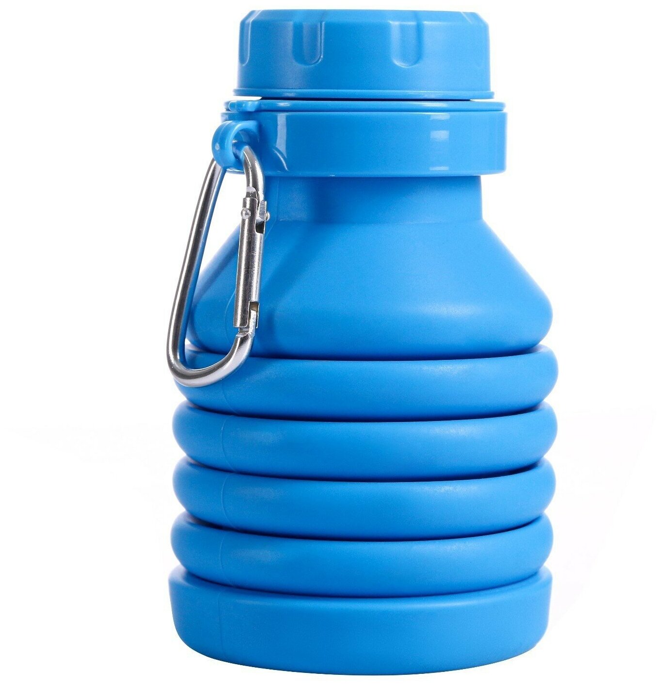 Силиконовая бутылка, для воды, объем 450 мл, размер 7 х 21,3 см, цвет синий