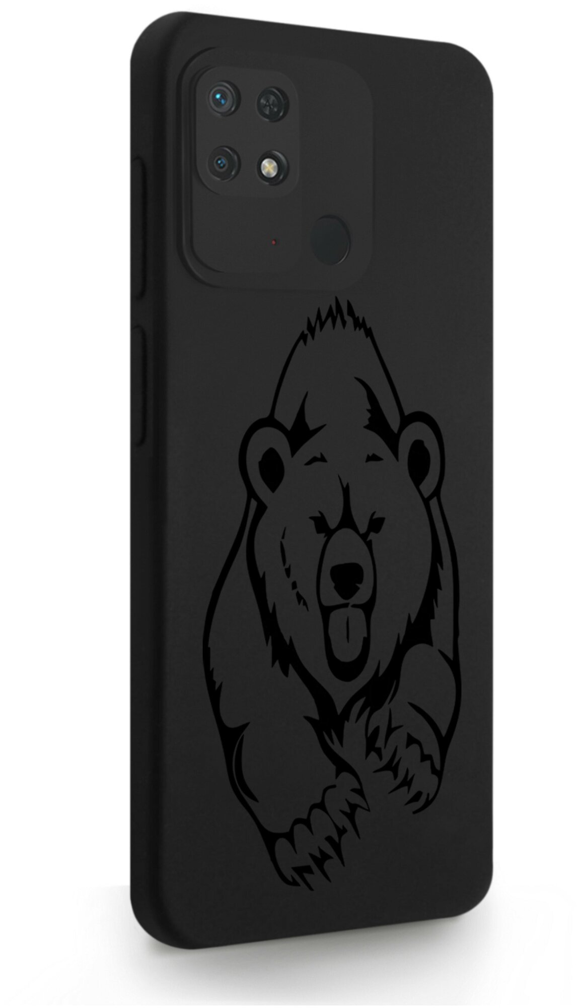 Черный силиконовый чехол для Xiaomi Redmi 10C Медведь для Сяоми Редми 10С