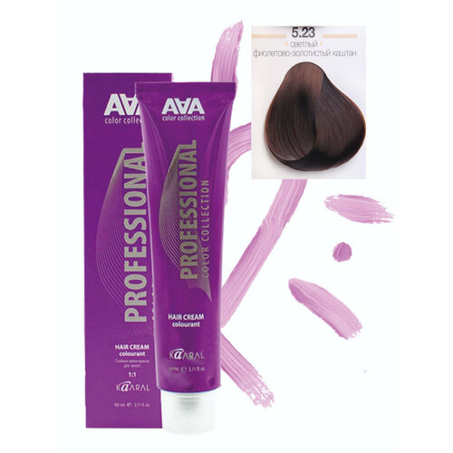 Стойкая крем-краска для волос серии ААА 5.23 светлый фиолетово-золотистый каштан