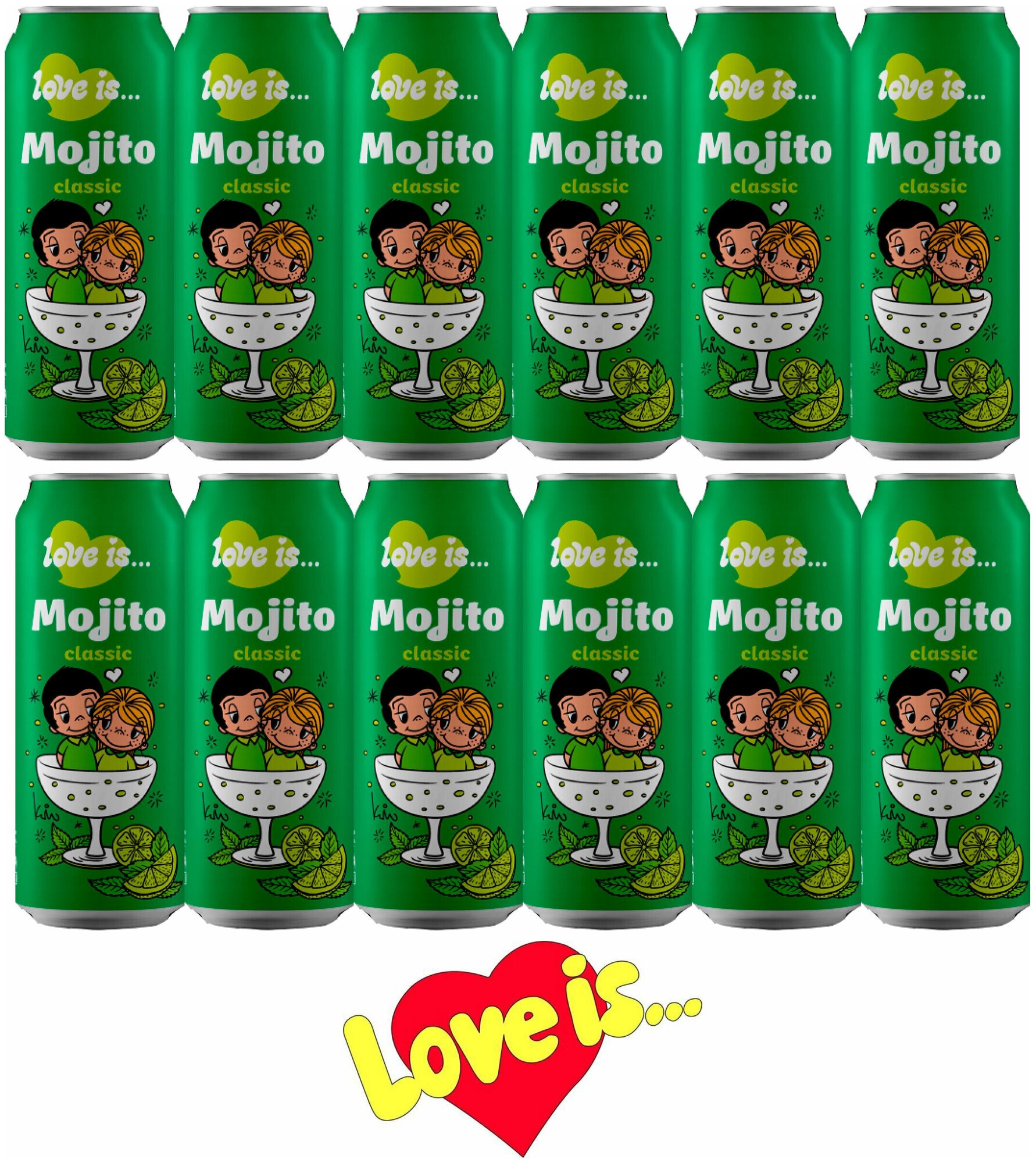 Газированный напиток Love IS Mojito Classic ( Классический Мохито), жестяная банка 0.45 л ( 450 мл.), упаковка 12 штук. - фотография № 1