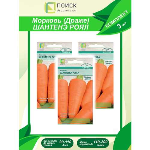 Комплект семян Морковь Шантенэ Роял драже х 3 шт. семена морковь шантенэ роял драже