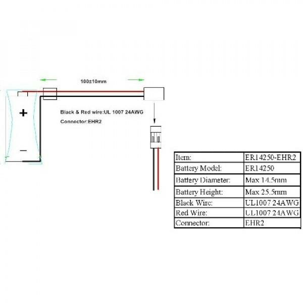 Элемент питания ROBITON ER14250-EHR2 1/2AA с коннектором PK1