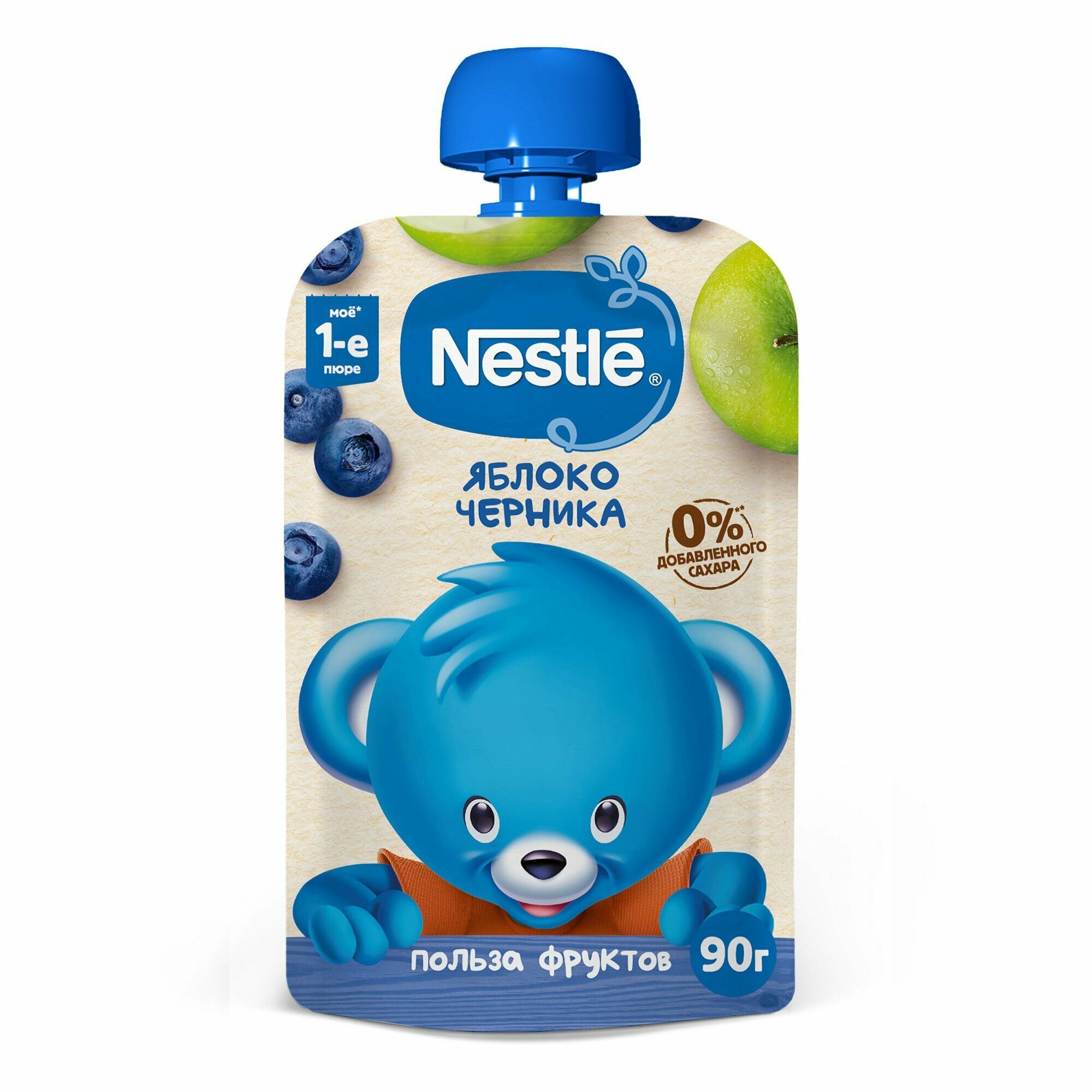 Пюре Nestle Яблоко Черника в мягкой упаковке с 5 месяцев 90 г
