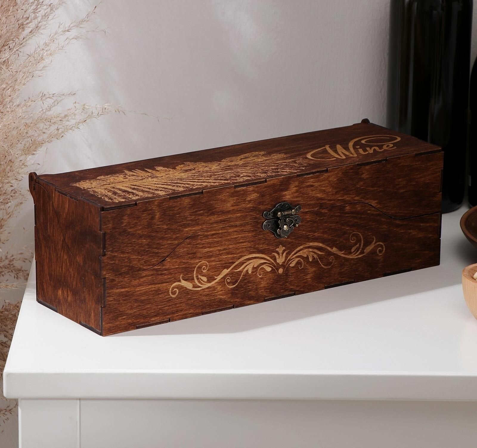 Adelica Ящик для вина Adelica «Тоскана», 33,5×10×10,2 см, цвет тёмный шоколад - фотография № 3