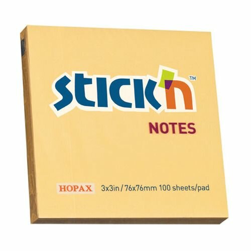 Блок самоклеящийся бумажный STICK`N 21391, 76x76, 100 л, пастель, оранжевый