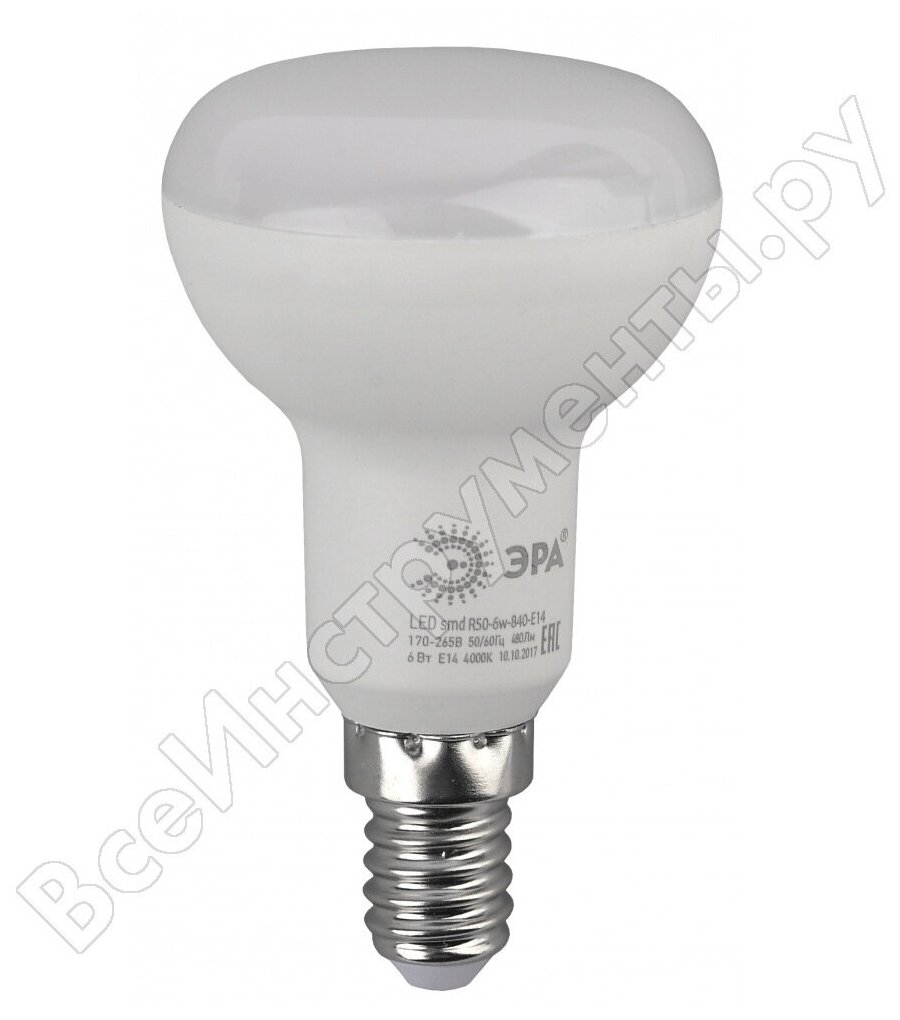 ЭРА Лампа светодиодная LED R50-6W-827-E14 диод, рефлектор, тепл Б0028489