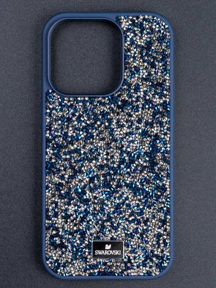 Чехол Swarovski для iPhone 13 Pro Max, силиконовый, / Темно-синий