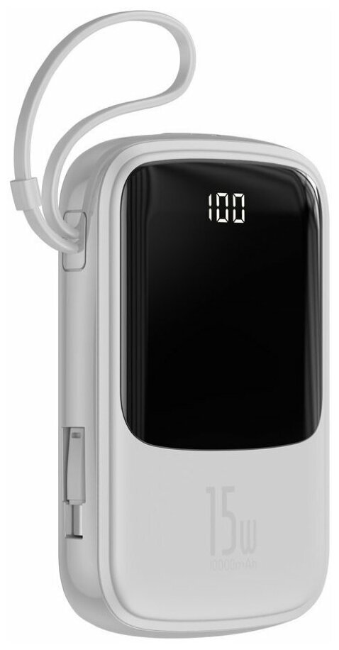 Портативный аккумулятор Baseus QPow Lightning Cable 10000mAh, белый