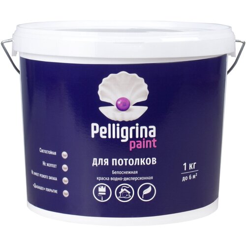 Краска для потолков Pelligrina Paint, акриловая, белоснежная, 7 кг краска для потолков pelligrina paint акриловая белоснежная 7 кг