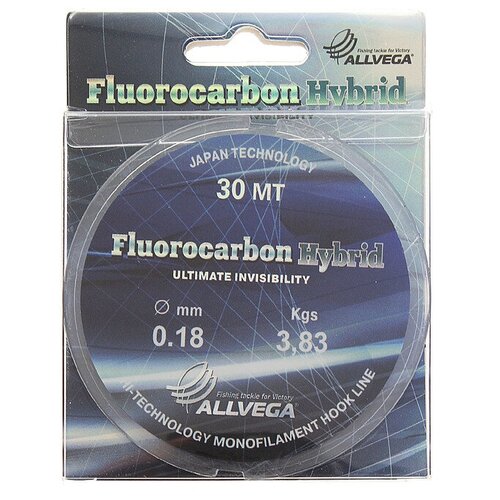 леска allvega fluorocarbon hybrid 0 18 мм 30 м Леска ALLVEGA Fluorocarbon Hybrid 0,18 мм, 30 м