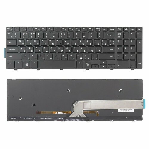 Клавиатура для ноутбука Dell 15-3000, 15-5000, MP-13N73US-442, PK1313G1A00 черная с подсветкой ver.2 крышка матрицы для dell vostro 3568 3565 3558 dell inspiron 3567 3565 3558 3552