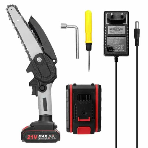 Электрическая цепная аккумуляторная мини пила Geevorks 21V АКБ 12AH 6 ручная 5100₽