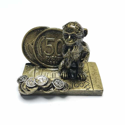 Статуэтка Мартышка В Раздумьях золотистый цвет 758545 см 199₽