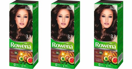 Краска для волос Rowena Soft Silk тон 3.3 горький шоколад, без аммиака, 115 мл, 3 шт.