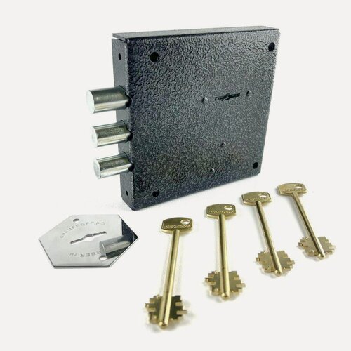 Изображение товара Замок дверной накладной сувальдный CERBER СК-825 016 (4 ключа по *60 мм) без ответной планки