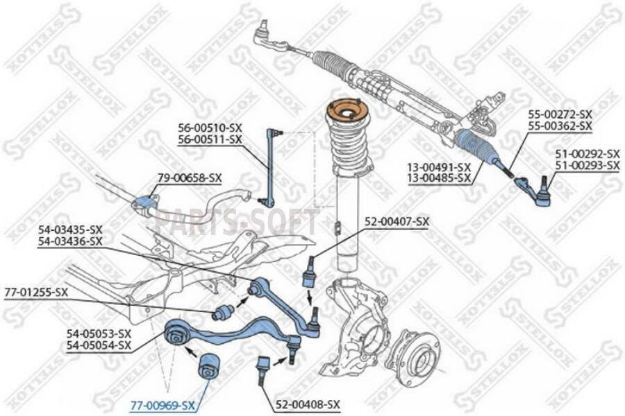 STELLOX 7700969SX 77-00969-SX_сайлентблок пер. рычага!\ BMW E81/E87/E91/E90 all 04>