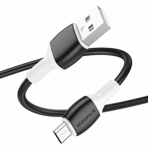 USB кабель BOROFONE BX84 Rise MicroUSB, 2,4A, 1м, PVC (черный)