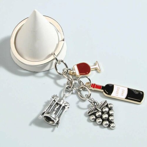 Брелок, серебряный, бордовый, красный