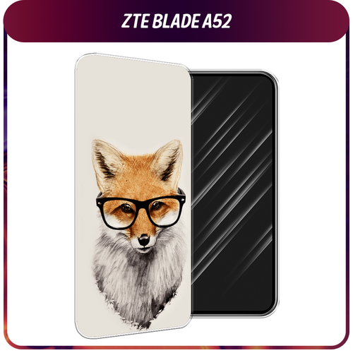 Силиконовый чехол на ZTE Blade A52 / ЗТЕ Блэйд А52 Лиса в очках