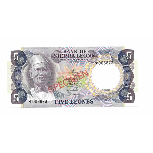Банкнота 5 леоне 1978 образец Сьерра-Леоне сьерра леоне 2000 леоне 2003 г политик уоллес джонсон исаак теофилус акунна unc