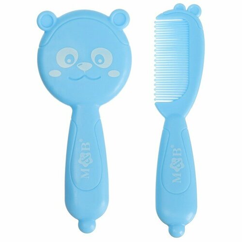 Набор для ухода за волосами расческа и щетка Мишка цвет голубой комплект из 7 шт 2395₽