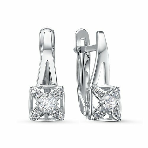 Серьги Diamant online, белое золото, 585 проба, фианит