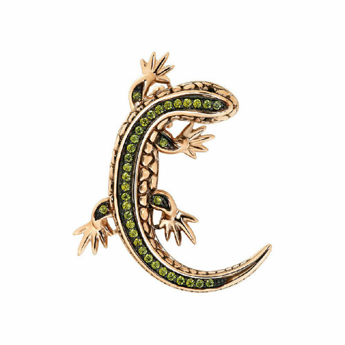 Брошь АЛЕКСАНДРА, красное золото, 585 проба, фианит