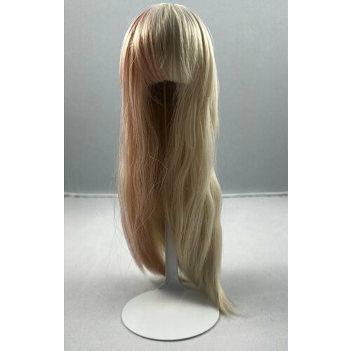 Leekeworld wig LR-130_M Pink Cocktail and Eve Cream (Длинный двухцветный парик Розовый коктейль и светлый блонд размер 17-20 см для кукол Ликиворлд)