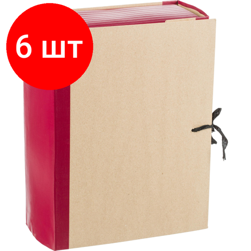 Комплект 6 штук, Папка архивная Attache Economy 120мм крафт/бумвинил 4 завязки, бордовая комплект 9 штук папка архивная картон бумвинил attache 120мм 4 завязки