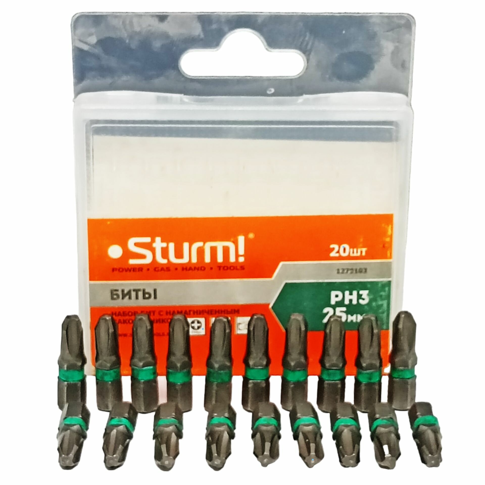 Набор бит PH3х25мм   20 шт  с магнитным наконечником Sturm 1270103