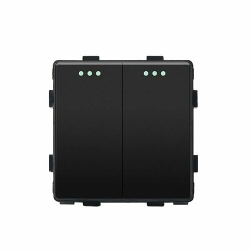 Выключатель двухклавишный TAWOIA, черный матовый (Механизм без рамки)