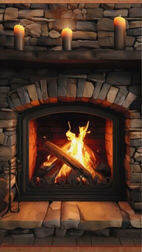 Изображение товара Электрический доброе тепло обогреватель гибкий настенный инфракрасный, рисунок Старый камин, 500Вт