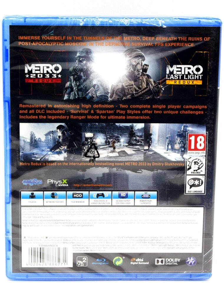 Игра Metro Redux для Playstation 4 (PS4), русская версия, Диск — фото 1