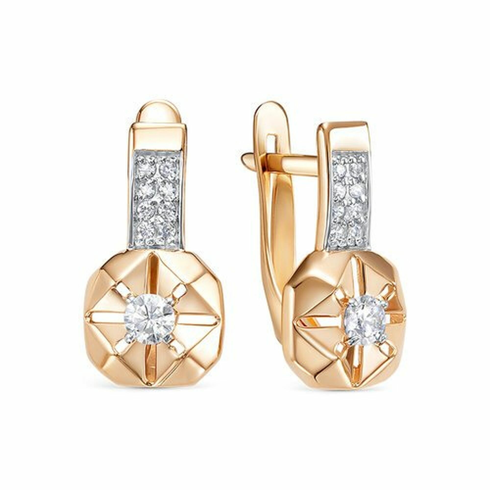Серьги Diamant online, красное золото, 585 проба, фианит