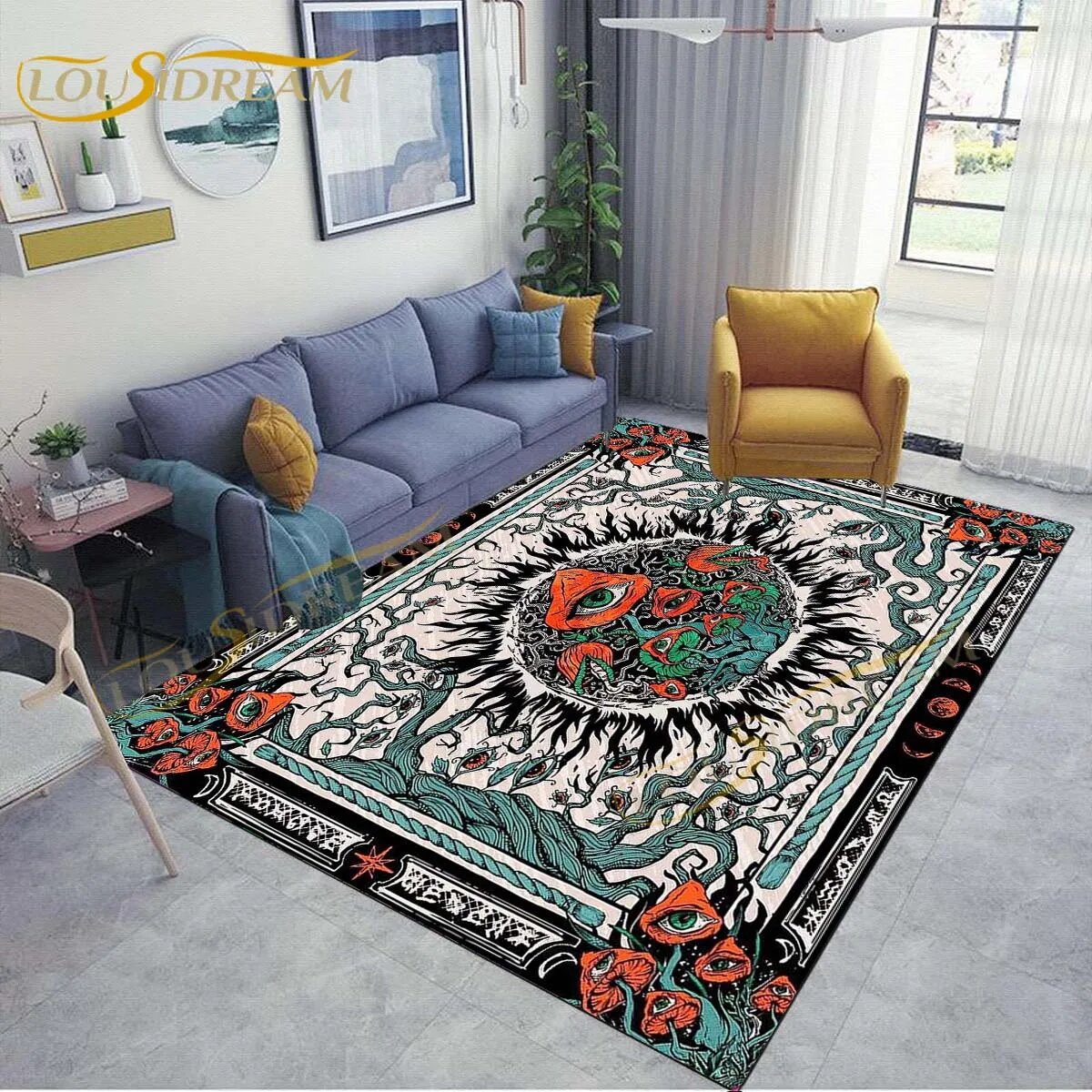 LOUSIDREAM Психоделический ковер 40x60 см, 120cm x 160cm, Бирюзовый