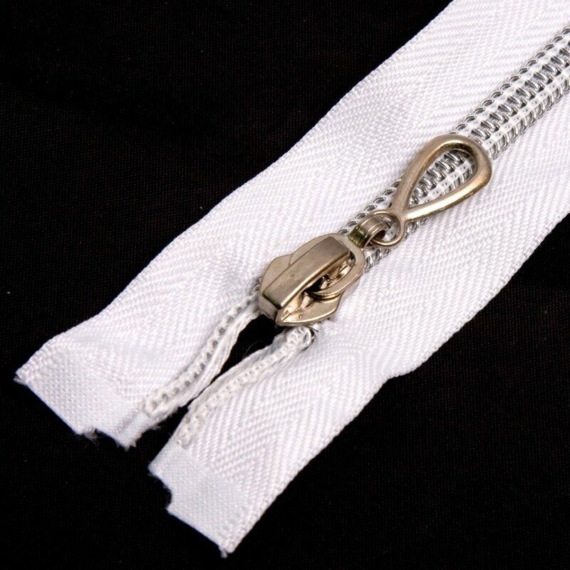 Молния нейлон №7 серебро разъем 55см S-501(101) белый — фото 1