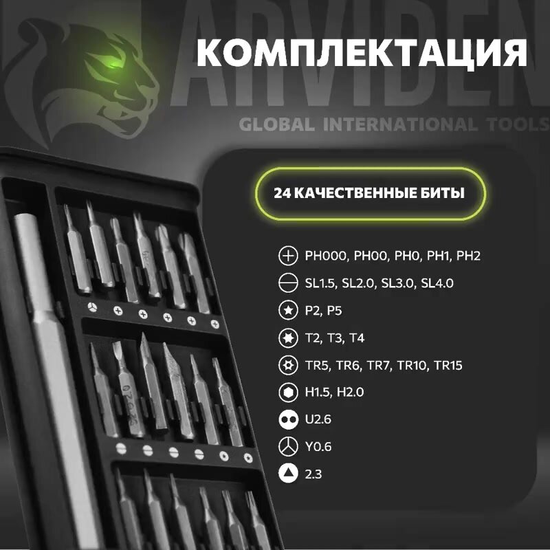 Набор отверток для точных работ, для ремонта телефона, очков, ноутбука 25 в 1 — фото 1