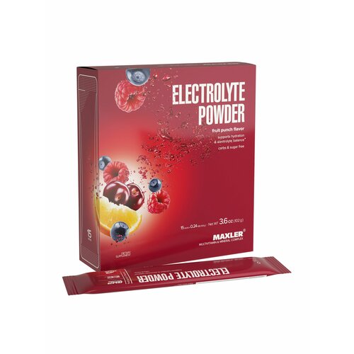 Электролиты порционные Maxler Electrolyte Powder (15 стиков по 6,8 гр) - Фруктовый пунш
