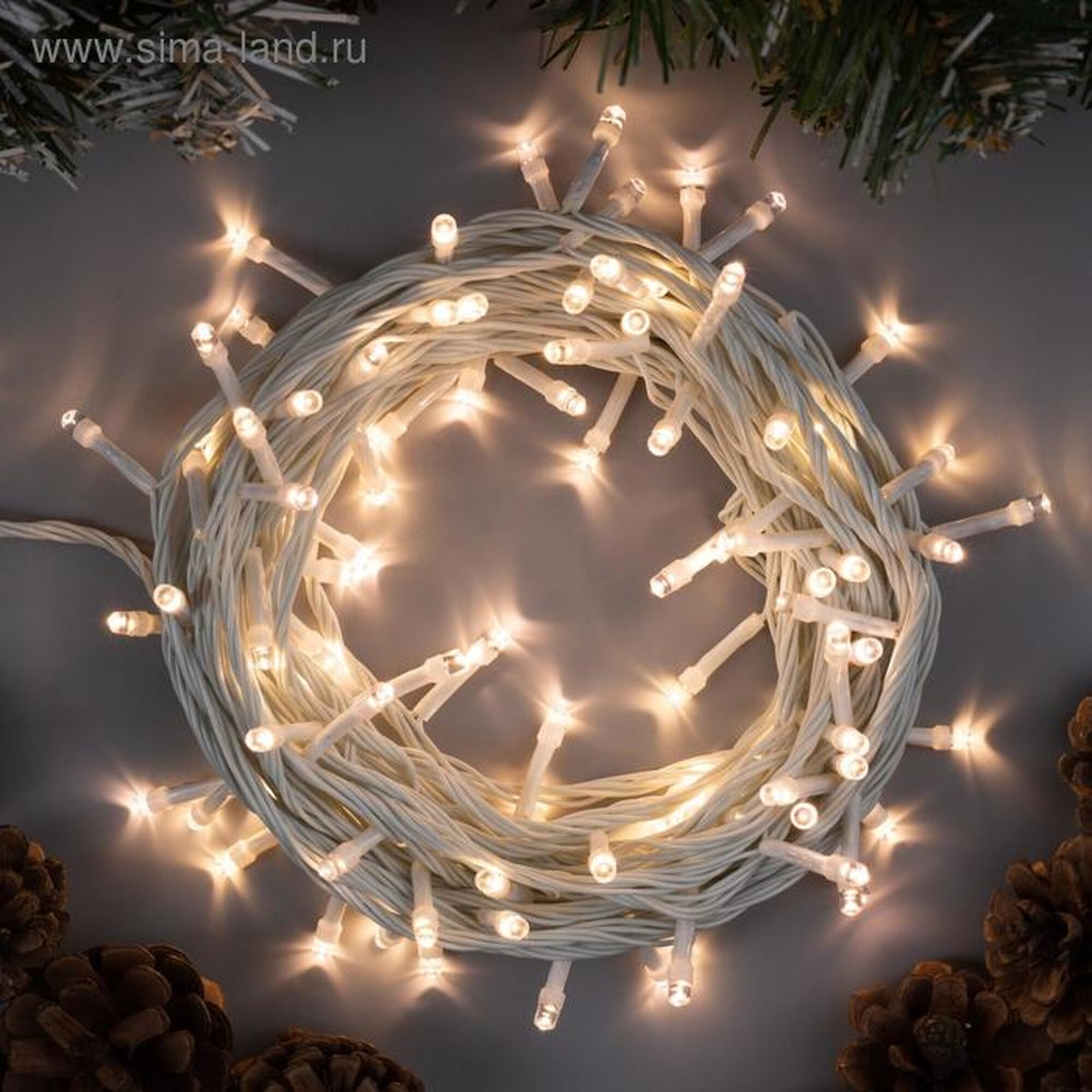 Гирлянда «Нить» 10 м IP20 белая нить 100 LED 8 режимов 220 В свечение тёплое белое